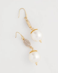 Chico's - Faux Pearl and Pave Drop Earrings