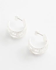 Chico's - No Droop® Cutout Silvertone Hoop Earrings