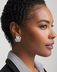 Chico's - No Droop® Cutout Silvertone Hoop Earrings