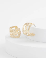 Chico's - No Droop® Cutout Goldtone Hoop Earrings