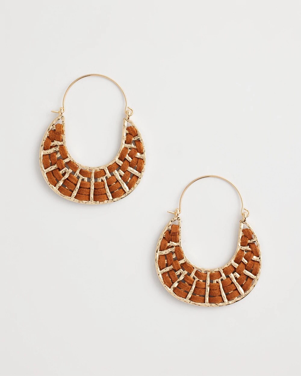 Chico's - Leather Half-Moon Hoop Earrings