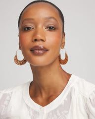 Chico's - Leather Half-Moon Hoop Earrings