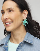 Chico's - No Droop™ Teal Flower Stud Earrings