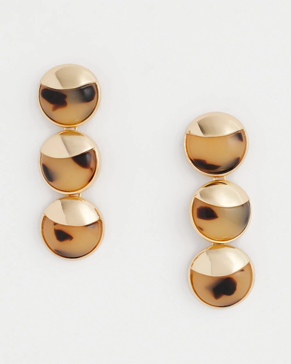Chico's - No Droop® Golden Tortoise Linear Drop Earrings