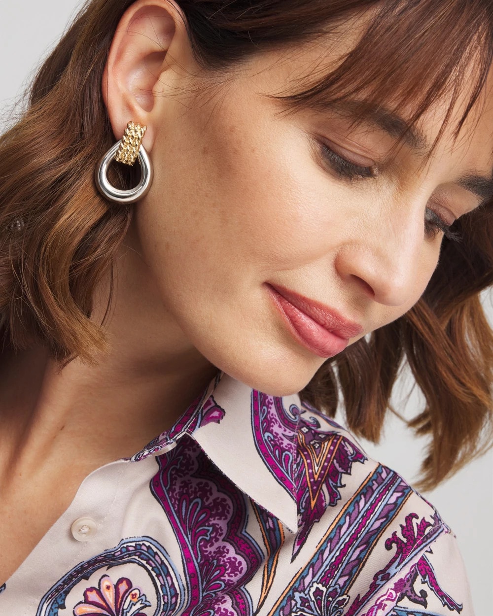 Chico's - No Droop™ Mixed-Metal Teardrop Clip-On Earrings