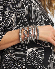 Chico's - Silver Textured Circle Stretch Bracelet