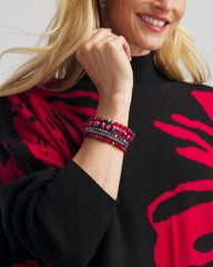 Chico's - Red Stretch Set of Five Beaded Bracelets