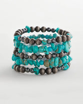 Chico's - Turquoise Stone Stretch Set of Five Beaded Bracelets