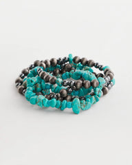 Chico's - Turquoise Stone Stretch Set of Five Beaded Bracelets