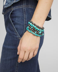Chico's - Turquoise Stone Stretch Set of Five Beaded Bracelets