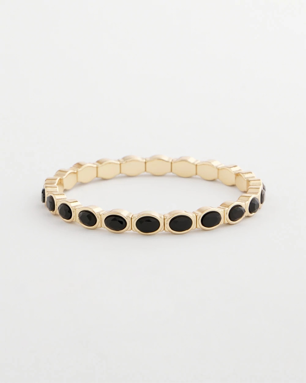 Chico's - Small Black Faceted Gem Stretch Cuff Bracelet