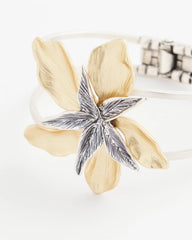 Chico's - Mixed-Metal Floral Cuff Bangle Bracelet