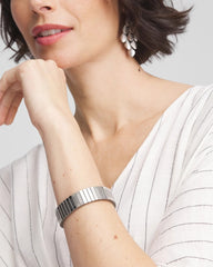 Chico's - Silver Tone Stretch Watchband Bracelet