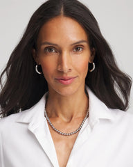 Chico's - Silvertone Beaded Necklace