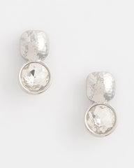 Chico's - No Droop™ Silver Tone Crystal Clip-On Earrings