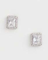 Chico's - Silver Emerald Cut Stud Earrings