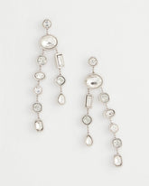 Chico's - Bezel Set Linear Silvertone Earrings