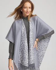 Chico's - Reversible Animal Print Fringe Ruana