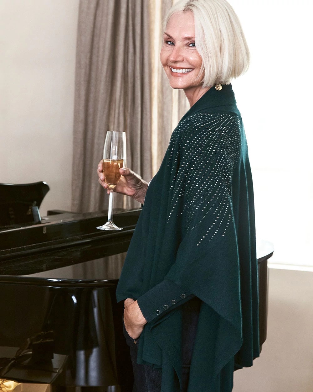 Chico's - Embellished Shawl Collar Ruana