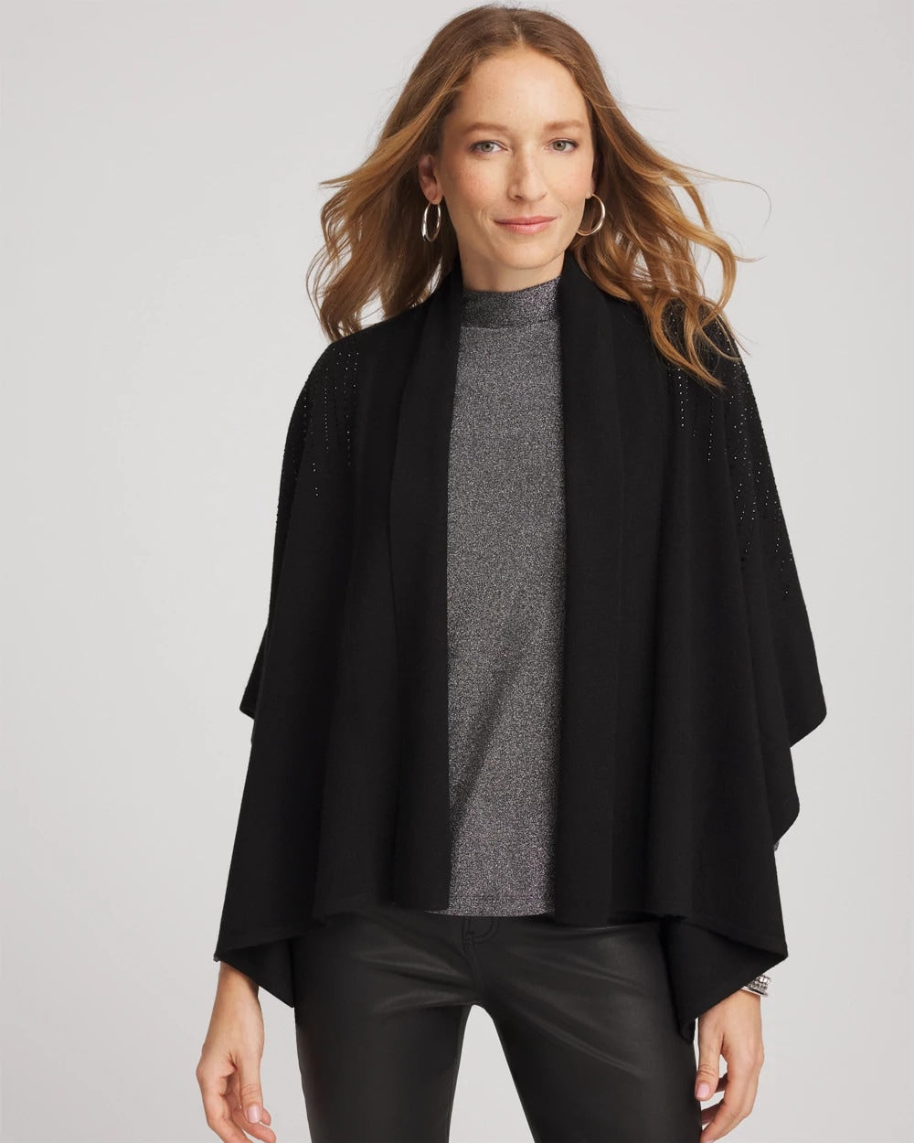 Chico's - Embellished Shawl Collar Ruana