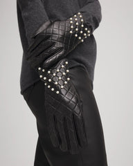 Chico's - Leather Pearl Quilted Gloves