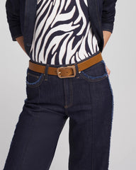 Chico's - Cognac Enamel Buckle Trouser Belt