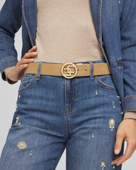 Chico's - Faux Suede Reversible Chico's Logo Trouser Belt