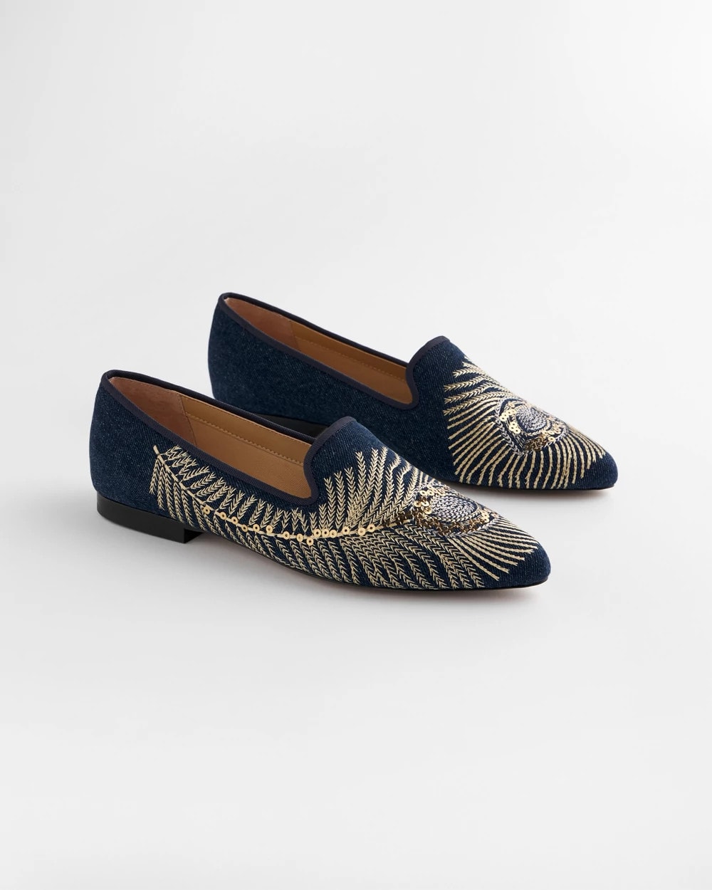Chico's - Peacock Embroidered Flats