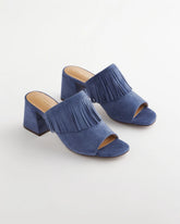 Chico's - Blue Lotus Suede Fringe Block Heels