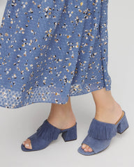 Chico's - Blue Lotus Suede Fringe Block Heels
