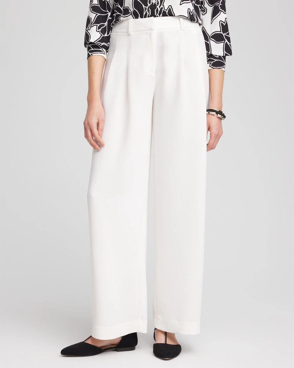Chico's - Petite Crepe Pleated Relaxed Pants