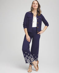 Chico's - Petite Brigitte™ 180 Embroidered Wide-Leg Cropped Pants