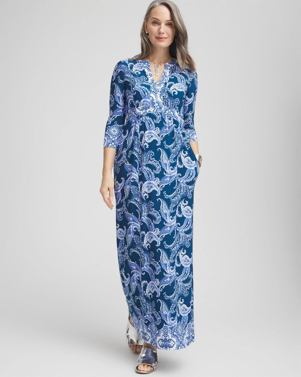 Chico's - Petite Long Sleeved Jersey Maxi Dress