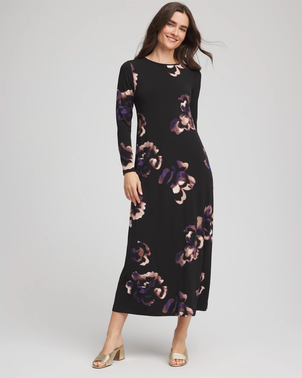 Chico's - Petite Floral Boatneck Column Maxi Dress
