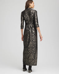 Chico's - Petite Foiled Knit Pleated Maxi Dress