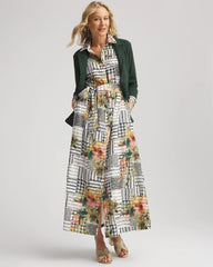 Chico's - Petite Artisanal Floral Print Maxi Shirtdress