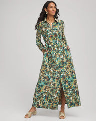 Chico's - Petite Printed Long-Sleeved Shirtdress