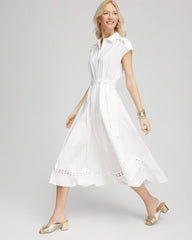 Chico's - Petite Poplin Circle Trim Maxi Shirtdress