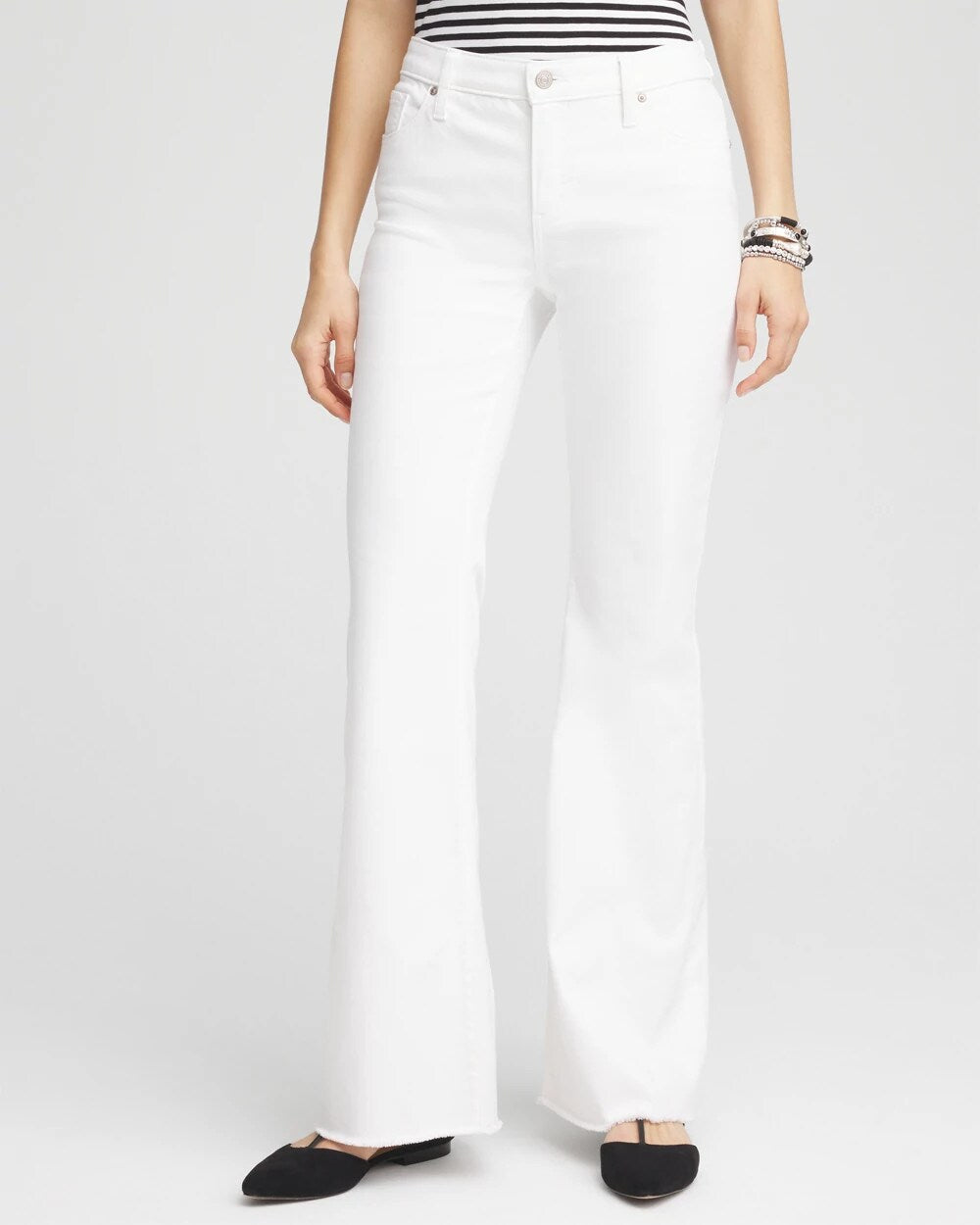 Chico's - Petite Girlfriend No Stain Frayed Flared Jeans