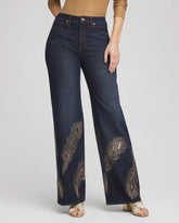 Chico's - Petite Embellished High-Rise Wide-Leg Jeans