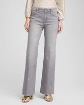 Chico's - Petite Rose Gold Embroidered Girlfriend Flared Jeans