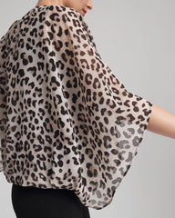 Chico's - Travelers™ Animal-Print Bubble-Hem Chiffon Blouse