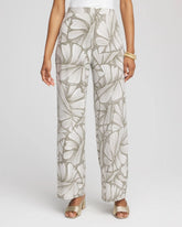 Chico's - Travelers™ Abstract Leaf Print Knit Wide-Leg Pants