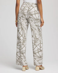 Chico's - Travelers™ Abstract Leaf Print Knit Wide-Leg Pants