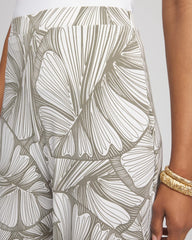 Chico's - Travelers™ Abstract Leaf Print Knit Wide-Leg Pants