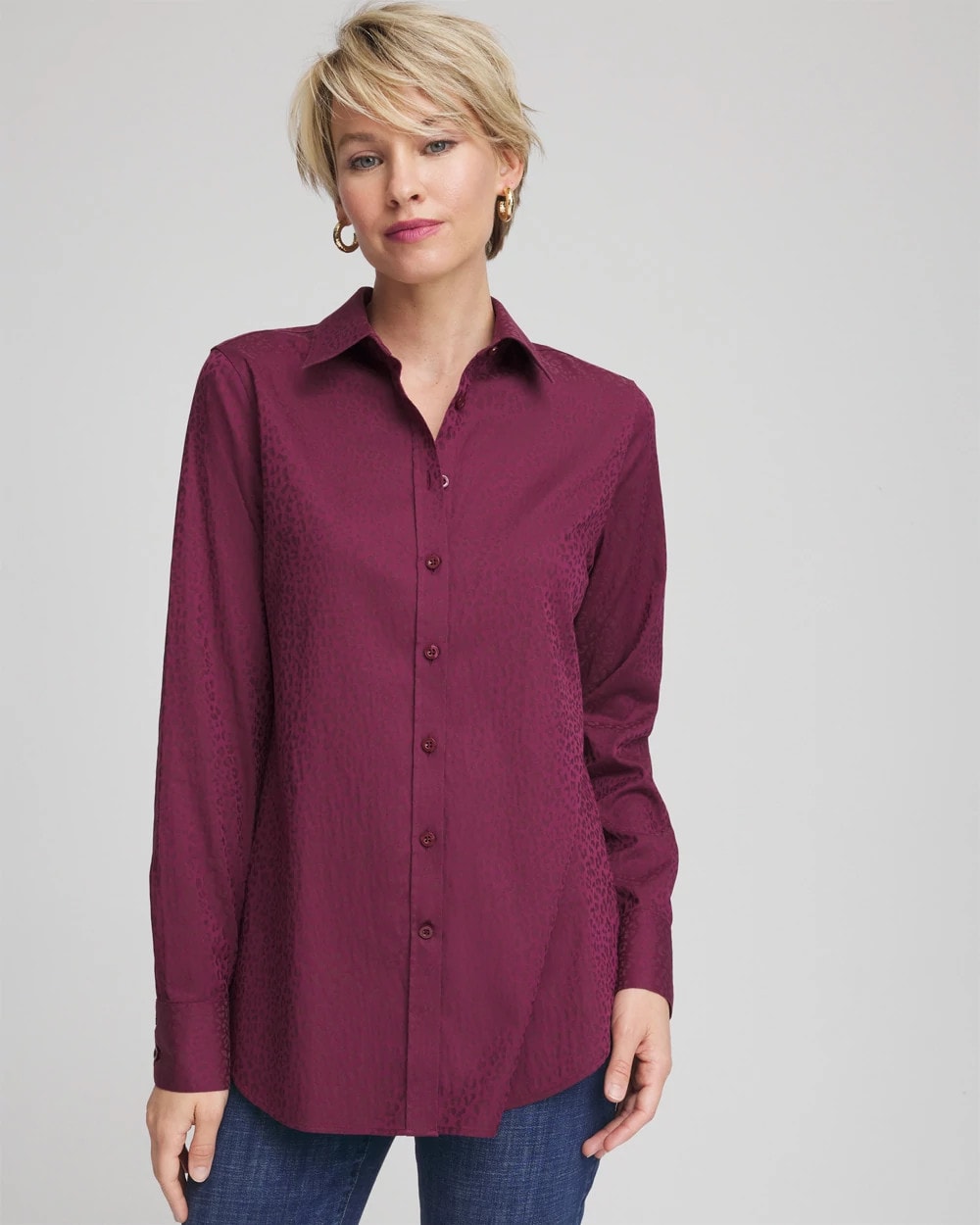 Chico's - No Iron™ Jacquard Chianti Animal-Motif Shirt