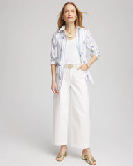 Chico's - No Iron™ Palm Striped Sateen Shirt