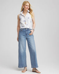 Chico's - No Iron™ Starfish Striped Sleeveless Sateen Shirt