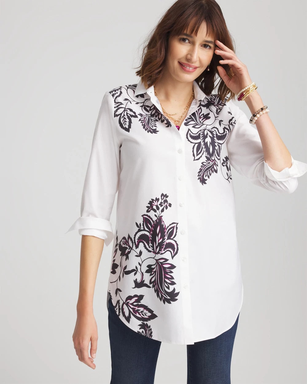 Chico's - No Iron™ Floral Stretch Tunic
