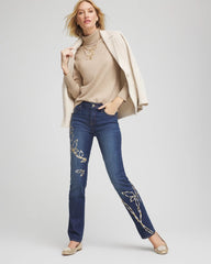 Chico's - Sequins Rose Girlfriend Slim-Leg Jeans